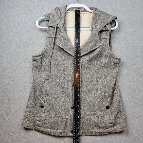 Coldwater Creek Vest Womens Size Medium Snap Front Sweater Knit Hooded Gray - Picture 3 of 10
